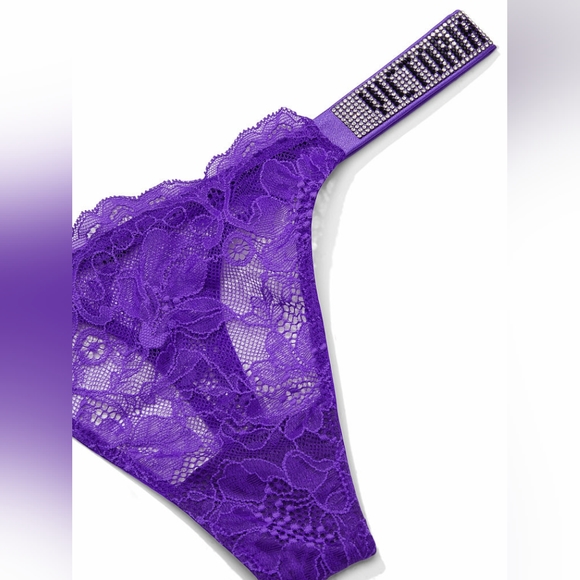 💜Victoria's Secret Very Sexy Rhinestone Shine Strap Thong Panty Large New💜 - Picture 4 of 7